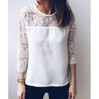 

Fashion Womens Ladies Summer Lace Loose Tops Long Sleeve Blouse Tops Shirts New