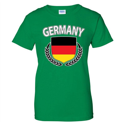 

Germany Flag Creat Olive Wreath Laurel German Pride Womens T-Shirt