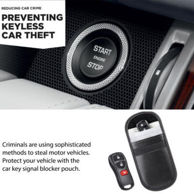 

Phone Car Key Keyless Entry Fob Signal Guard Blocker Black Faraday Bag