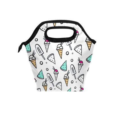 

Lunch Bag Delicious Dessert Tote Travel Picnic Insulated Handbags Portable Zipper Lunch Bag Box