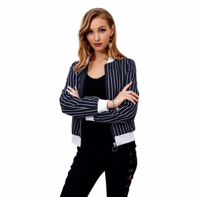 

Autumn striped zipper long sleeve jacquard baseball uniform Coats