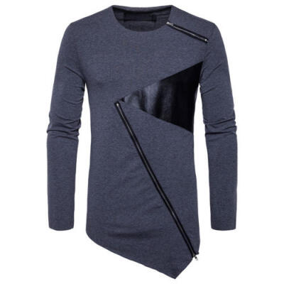 

Mens Slim Fit O Neck Long Zipper Sleeve Muscle Tee Casual T-shirt Tops Blouse