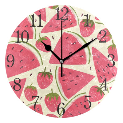 

Wall Clock Arabic Numerals Design Watermelon Slices Round