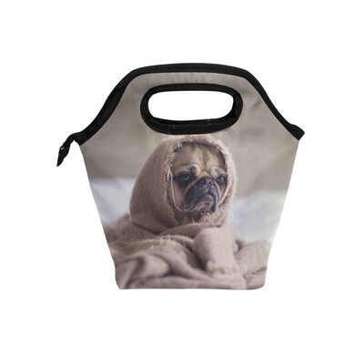 

Lunch Bag Cute Dog Tote Travel Picnic Insulated Handbags Portable Zipper Lunch Bag Box