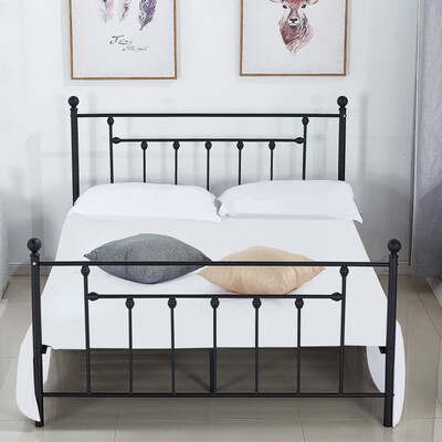 

Metal Bed Frame Metal Platform Mattress FoundationBox Spring Replacement with Headboard FULLQueen