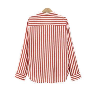 

Fashion Women Long Sleeve Casual Striped Cotton Shirt Tops Blouse Elegant Top