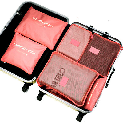 

【Jingdong Supermarket】 space studio large travel bag 6 sets of finishing bag bag package travel travel suit light pink