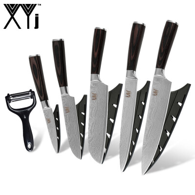 

XYj Hot Grade Kitchen Knife Beauty Pattern Blade Color Wood Handle Stainless Steel Knife Se Peeler