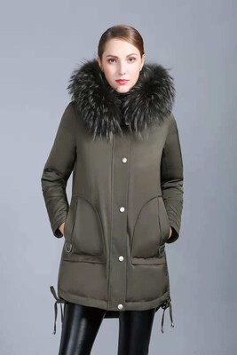 

New large fur collar down jacket womens long section autumn&winter thick white duck down hooded high-end to overcome