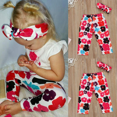 

Cute Toddler Kids Baby Girls Flower Printed Long Harem Pants Trousers Leggings