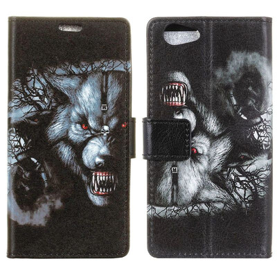 

MOONCASE Oppo F5 Youth Painted Leather Case - Black Wolf