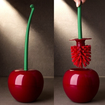 

Creative Lovely Cherry Shape Lavatory Brush Toilet Brush & Holder Set Red Color
