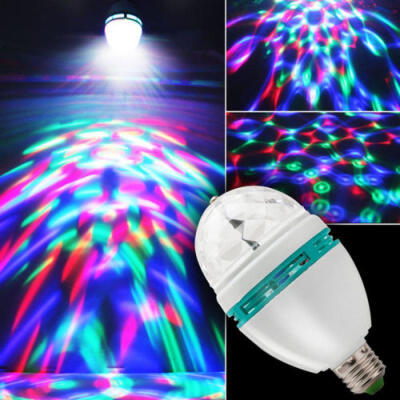 

Hot Disco Stage RGB E27 LED Lights Crystal Ball Bulb 2-Head Rotating Party Lamp