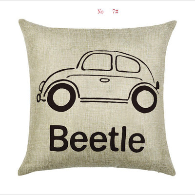 

45cm45cm A retro bus linencotton throw pillow covers couch cushion cover home decorative pillows