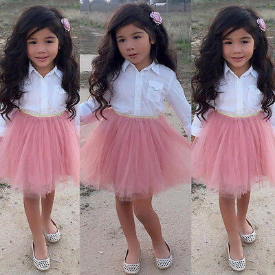 

Toddler Kid Baby Girl Clothes Dress T-shirt Shirt TopLace Tutu Skirt Outfit Set