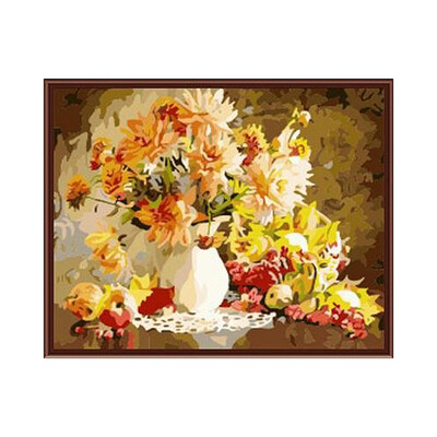 

UpperX DIY Unframed Digital Oil Painting Hand Painted Paint By Number Handwork Gift Set Of Floral Flowers Pattern Print Decor