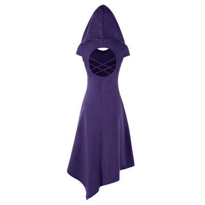 

Asymmetrical Hooded Cut Out Midi Dress