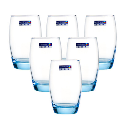 

Jingdong supermarket] Lemei Luminarc 350 ml 6 installed Satin glass cup cup condensate ice blue