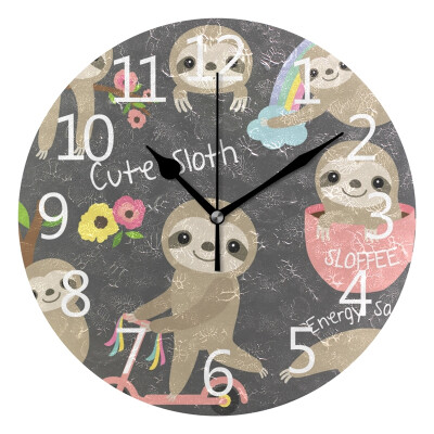 

Wall Clock Cute Sloth Round Wall Clock Arabic Numerals Design