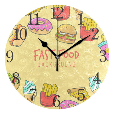 

Wall Clock Arabic Numerals Design Fast Food Background Round