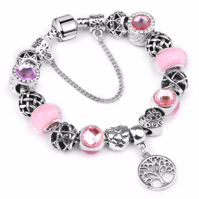 

Pandora Style 2018 Snowflake Charm Bracelet For Women DIY Crystal Beads fit Bracelets & Bangles Jewelry Christmas Gift