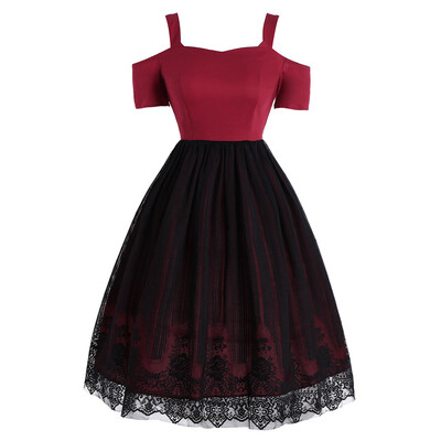 

Vintage Lace Panel Overlay Dress