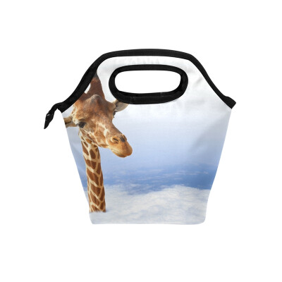 

Lunch Bag Tote Bag Clouds Giraffe Travel Picnic Organizer Lunch Holder Handbags Lunch Bag Box for Office