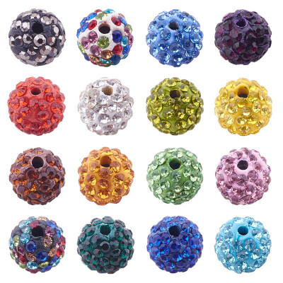 

PH PANDAHALL 1 Box Pave Disco Ball Beads 10mm Polymer Clay Rhinestone Beads