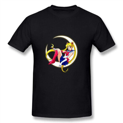 

Womens Sailor Manga Moon Cotton T Shirt Black