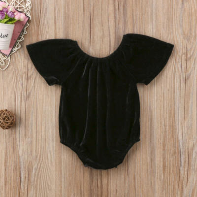 

Cute Newborn Baby Boy Girl Black Velvet Romper Bodysuit Jumpsuit Summer Playsuit