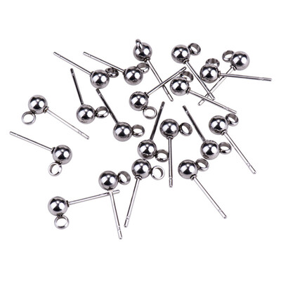 

PH PANDAHALL 10 Pairs 304L Stainless Steel Ear Studs Ball Post With Loop Earring Finding