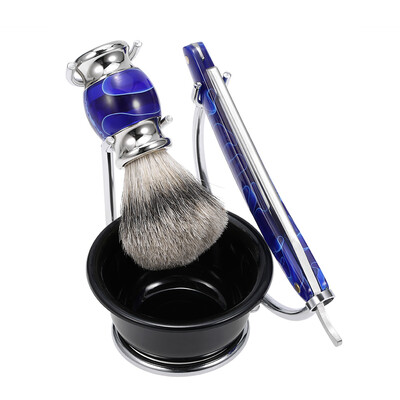 

4 In 1 Shaving Razor Set Shaving Holder Straight Razor Soap Bowl Blaireau Brush Male Facial Shaving Tool