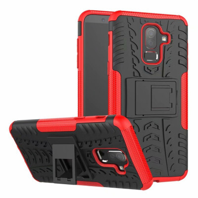 

Fivice Samsung J8 2018 Case TPU anti-fall tire pattern back clip bracket phone case