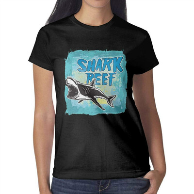 

Sharks Teeth Shark Party Womens Black t Shirts Novelty Womens Cotton tee Shirt