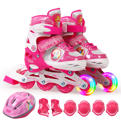 

Disney children's skate shoes suit adjustable flash men and women breathable skates Princess DCY41037-D 27-30