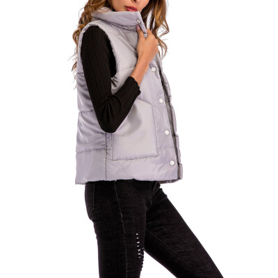 

Spring&Autumn Fashion Vest Women Short Cotton Vest Sleeveless Vest Jacket Lapel Lightweight Warm