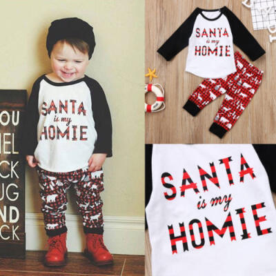 

Xmas Toddler Kids Baby Boys Girls Clothes T Shirt Tee Tops Pants Outfits Set