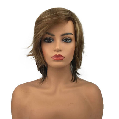 

StrongBeauty Medium Two-Color Ombre Brown Blonde Synthetic Wigs for Women