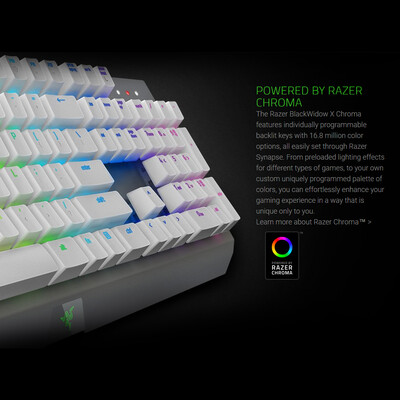 

Razer BlackWidow X Chroma Gaming Keyboard Floating Mechanical Keyboard RGB BacklightWhite