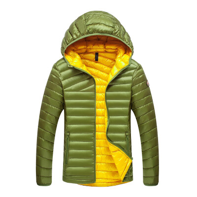

Antarctic men's fashion hood hit color warm down jacket Y1618 autumn green L