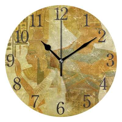 

Wall Clock Arabic Numerals Design Ancient Egypt Paintings Round