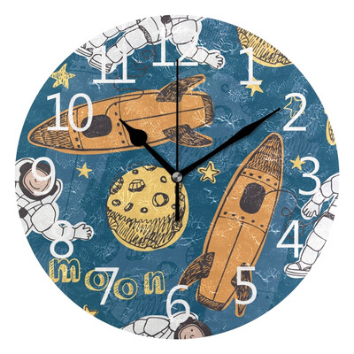 

Wall Clock Arabic Numerals Design Moon Space Pattern Round