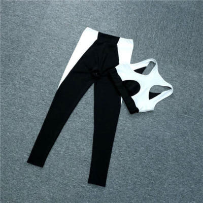 

2Pcs Womens Compression Fitness Leggings Running Yoga Gym Workout Wear TopPants