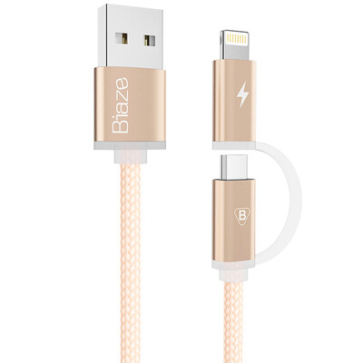 

BIAZE Micro USB&Lightning Cable for Charging&Data Transfer gold 1m