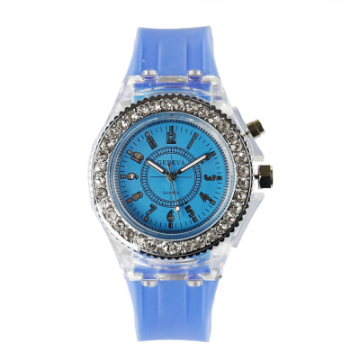 

GENEVA Fashion LED Backlight Quartz Women Watch Water-Proof Girl Student Watch Rubber Strap Ladies Casual Wristwatch