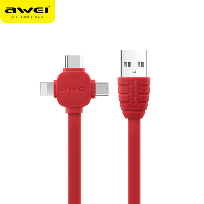 

AWEI CL-82 3 in 1 Charging Cable Lightning Type-C Micro USB Quick Charge Cable Transfer Data Cord Data Sync for iPhone X 8 7 Samsu