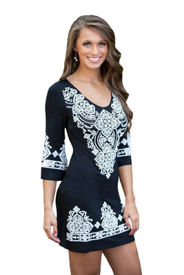 

Buenos Ninos Basic Slim Elasticity One-step Skirt Women Round Collar Middle-skirt Paisley