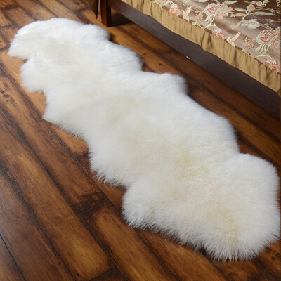 

HUAHOO Genuine Sheepskin Rug Real Sheepskin Blanket IvoryWhite Natural Fur Double2ft x 6ft IvoryWhite