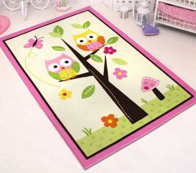 

HUAHOO Kids Rugs Girl Bedroom Home TextileUnique Cartoon Owl CarpetDesigner Pink Fairy Girls Rug for Living Room