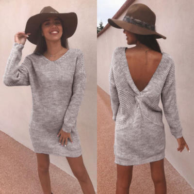 

Oversized Women Long Sleeve Knit Cardigan Jumper Tops Loose Casual Sweater Dress